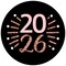 Big Dot of Happiness Rose Gold Happy New Year - 2026 New Year's Eve Party Circle Sticker Labels - 24 Count